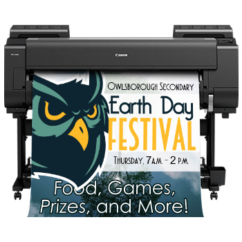 Large-format printer producing a 24×36 poster